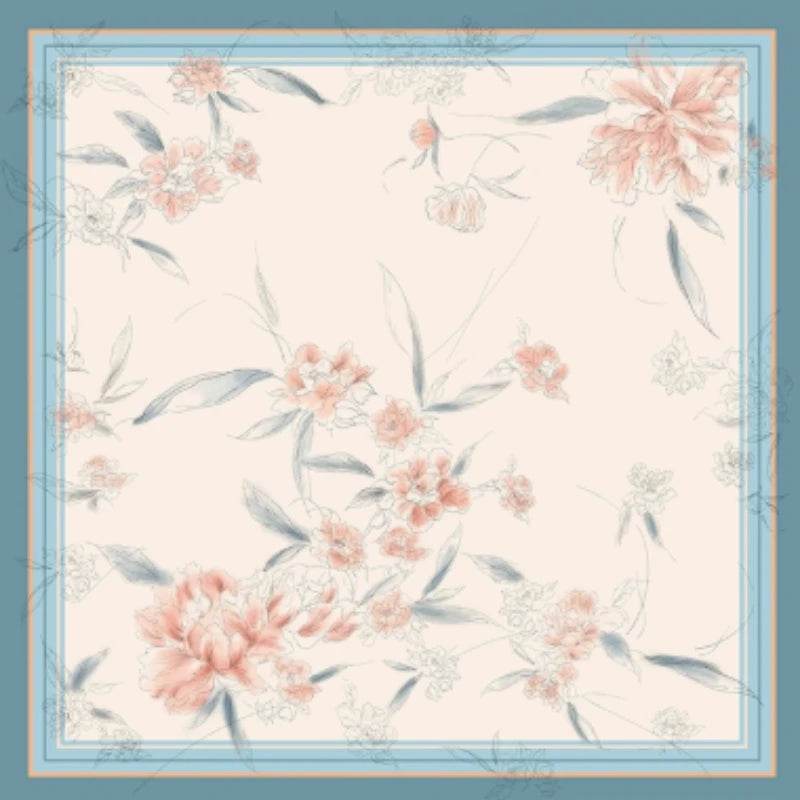 Mulberry Silk Imperial Peony Silk Square Scarf 90 x 90 Cm - SinoCultural -- SS020-2