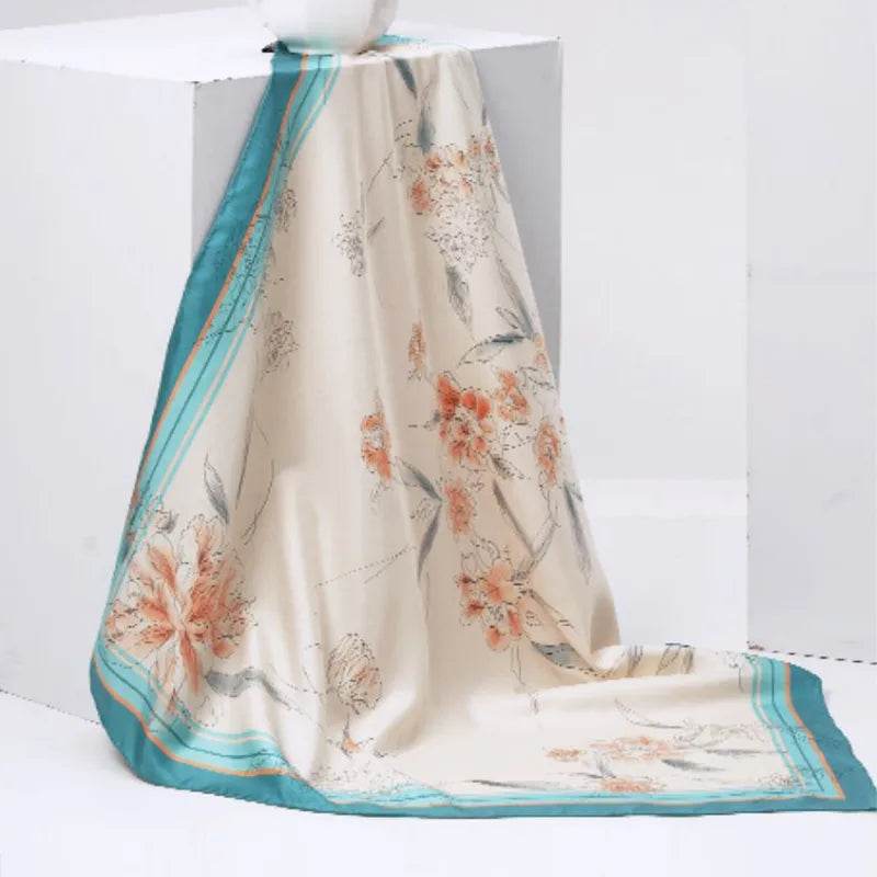 Mulberry Silk Imperial Peony Silk Square Scarf 90 x 90 Cm - SinoCultural -- SS020-2