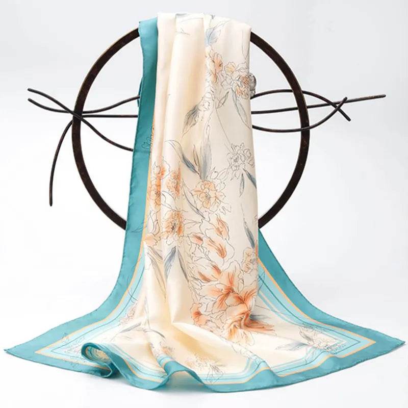 Mulberry Silk Imperial Peony Silk Square Scarf 90 x 90 Cm - SinoCultural -- SS020-2