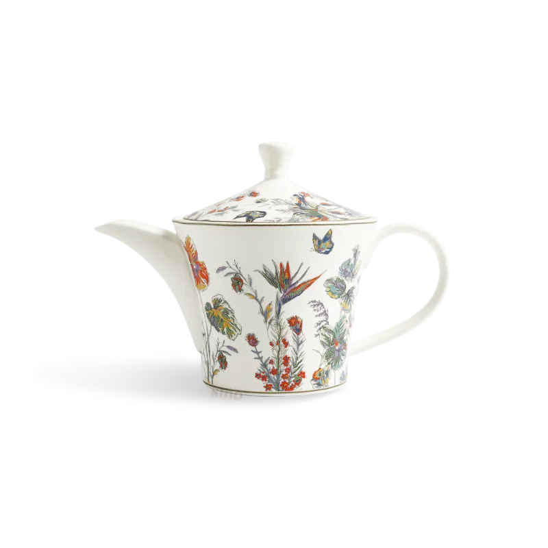 Bone china pear-shaped coffeepot with gold butterfly motif – 800 ml.