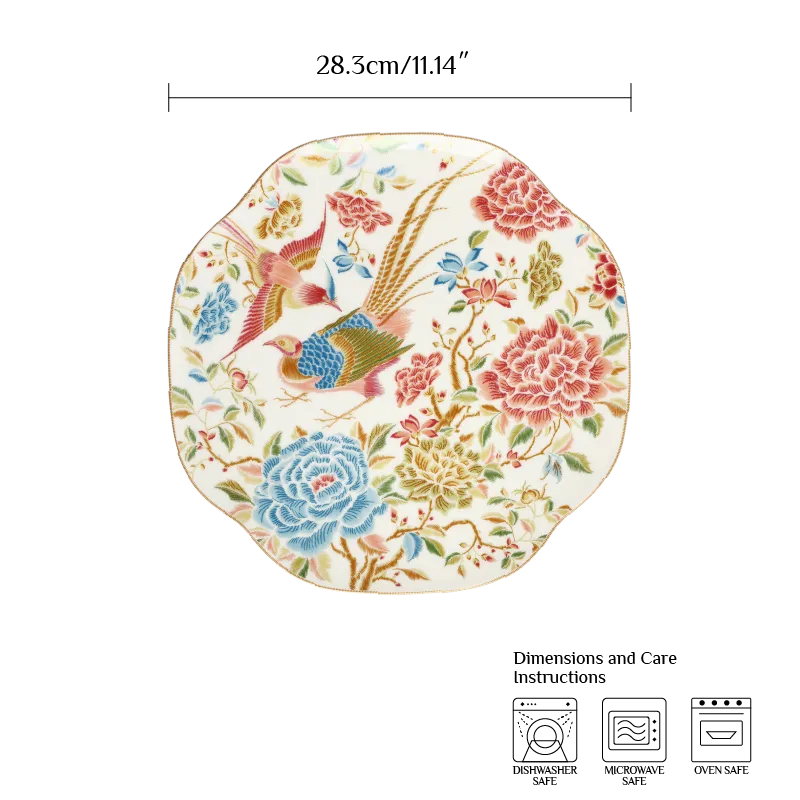 11-inch square dinner plate dimensions diagram (28.3 cm).