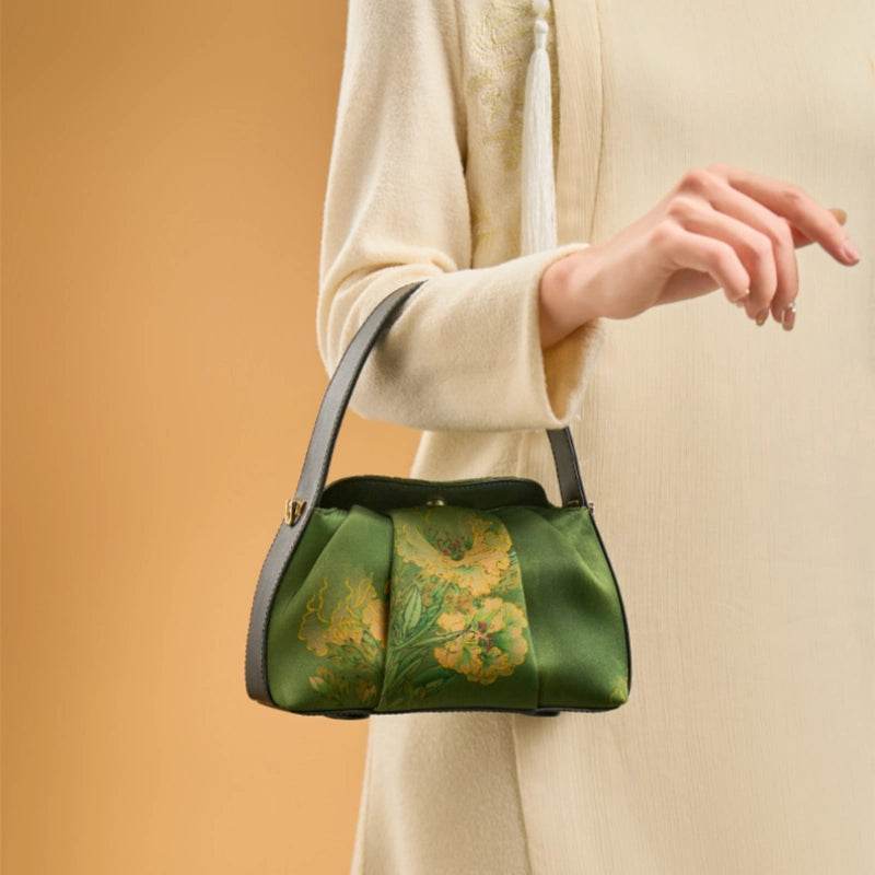 Xiangyunsha Silk Retro Crossbody Handbag - SinoCultural -- P170205A02