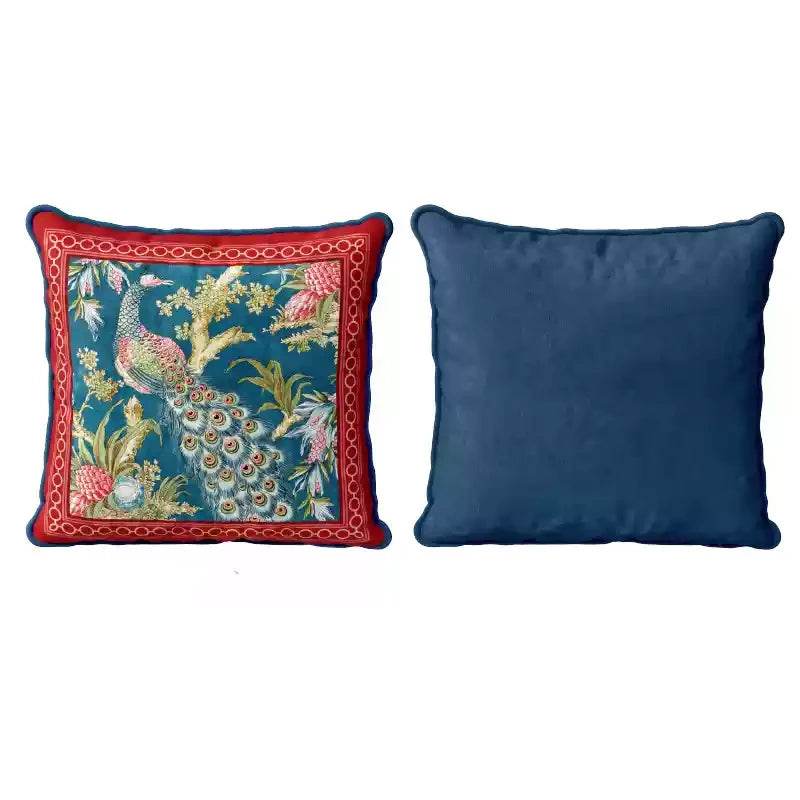 Chinoiserie Luxurious Peacock Decorative Throw Pillow - SinoCultural -- SJZBZ066A01