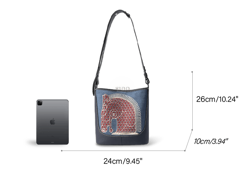 Chinoiserie Horse Pattern Embroidered Leather Crossbody Bag - SinoCultural -- M110695