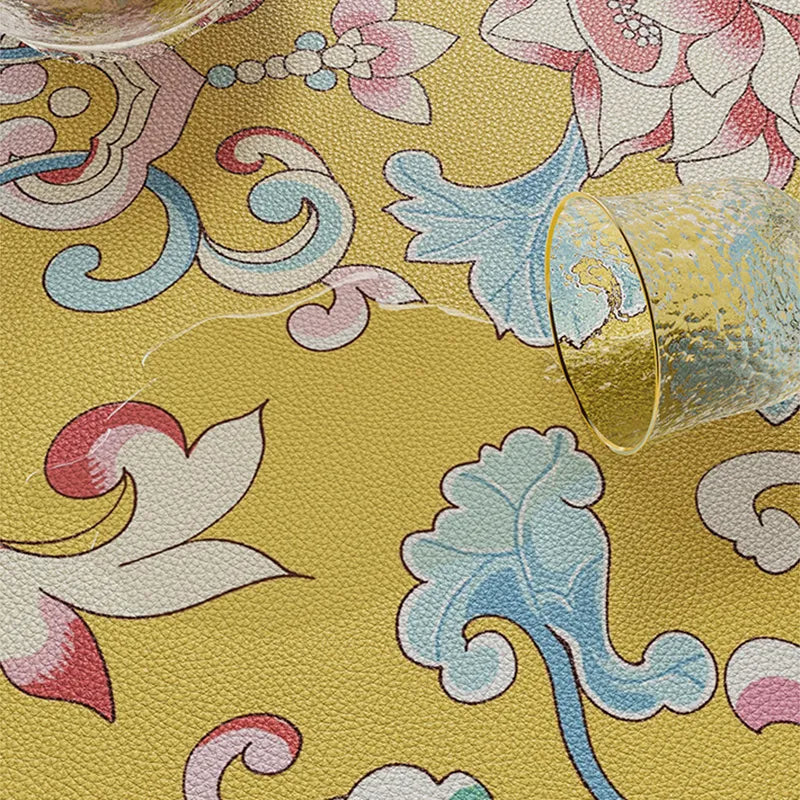 Non-slip textured bottom on imperial yellow table mat.