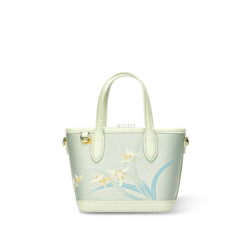 Main image of Chinoiserie Luxury Song Brocade Handbag with Orchid Pattern.