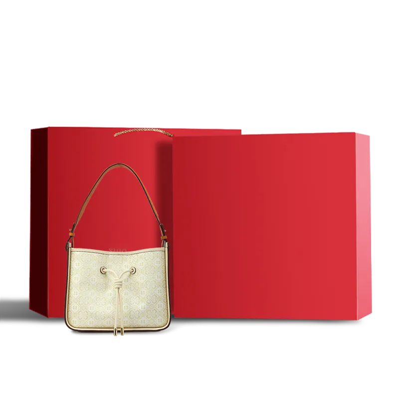 Premium red velvet-lined gift box with gold branding.