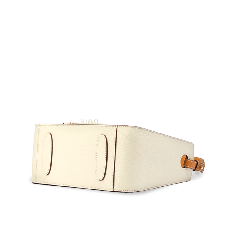 Seasonal Grace leather shoulder bag bottom view showing the structured leather base and reinforced construction.