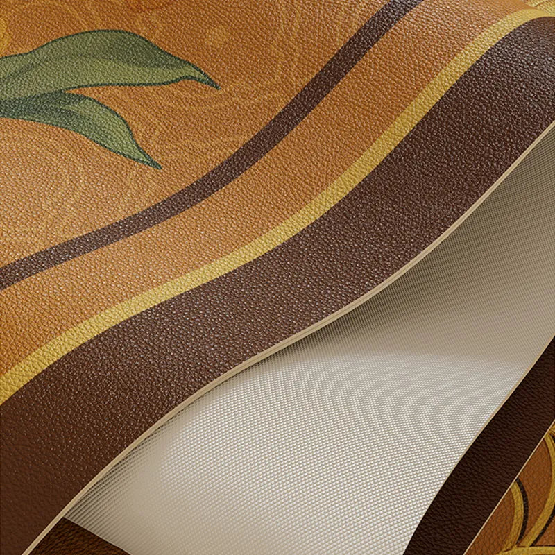 Non-slip textured bottom of round table mat.