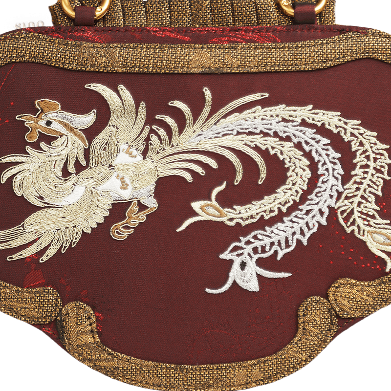 Ultra-Light Ruyi Phoenix Embroidery Handbag Recycled Fabric with Hualuo Silk 205g - SinoCultural -- GD1212