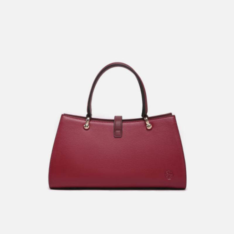 Embroidery Leather Red Magnolia Women's Crossbody Handbag - SinoCultural -- P220237