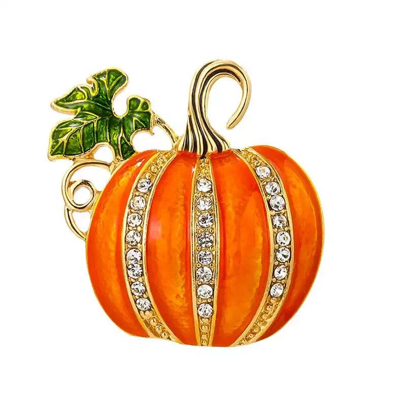 Free Halloween Gift - Sparkling Rhinestone Pumpkin Brooch - SinoCultural -- TQBF006