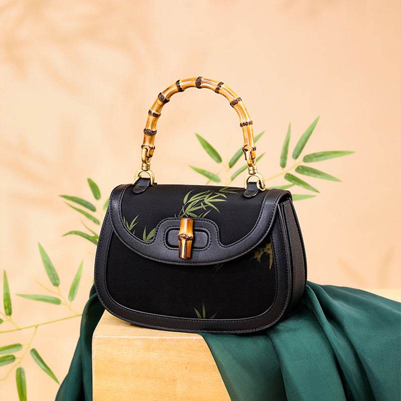 Xiangyunsha Print Crossbody Bamboo Handle Bag for Women - SinoCultural -- P110607 -