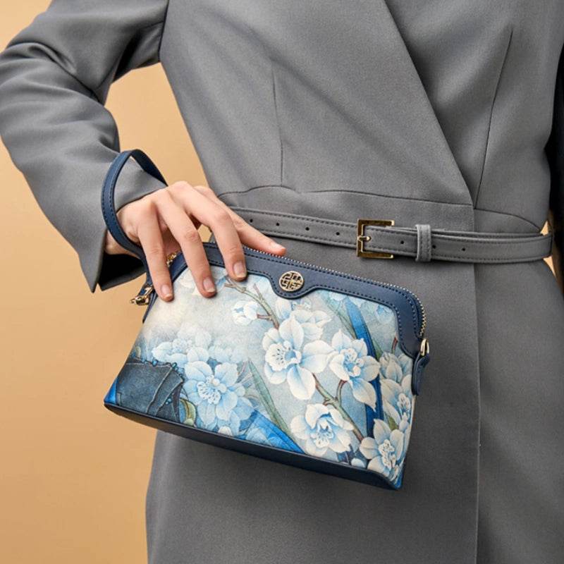 Mulberry Silk Handcrafted Flower Clutch Bag Women Wallet Eveing Purse - SinoCultural -- P170029-B -