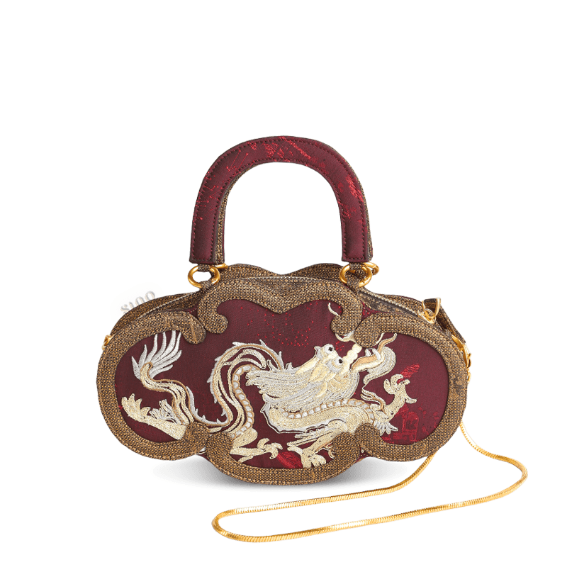 Ultra-Light Ruyi Loong Embroidery Handbag – Recycled Fabric with Hualuo Silk 205g - SinoCultural -- GD1211