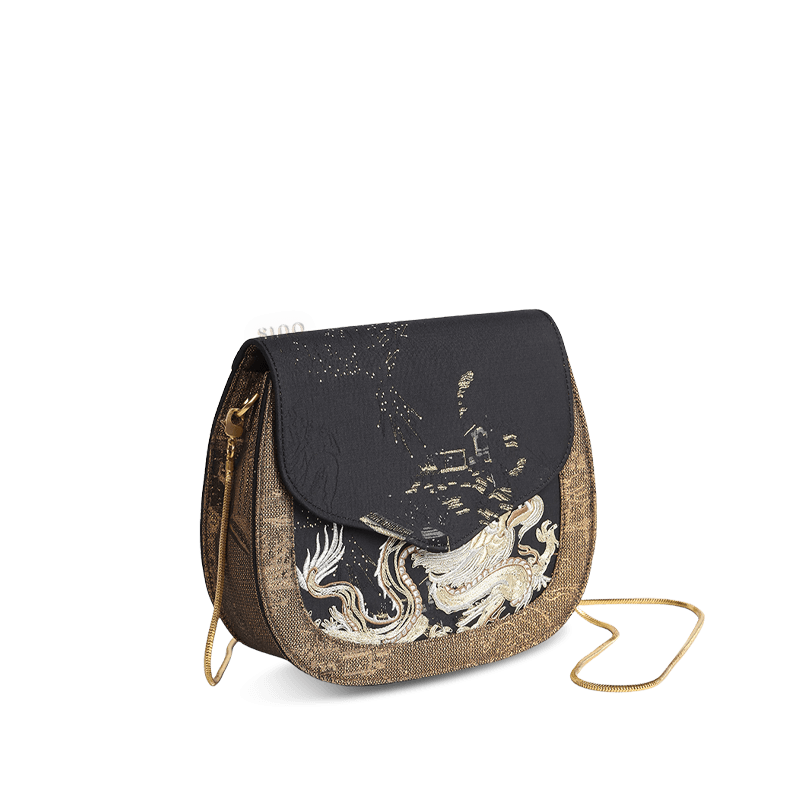 Saddle Loong Embroidered Bag – Ultra-Light 216g, Recycled Fabric & Hualuo Silk - SinoCultural -- GD1206