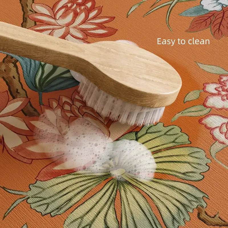 Chinoiserie Orange Bathroom Mat Anti-Slip Fan-Shaped Rug - SinoCultural -- LZ007A80