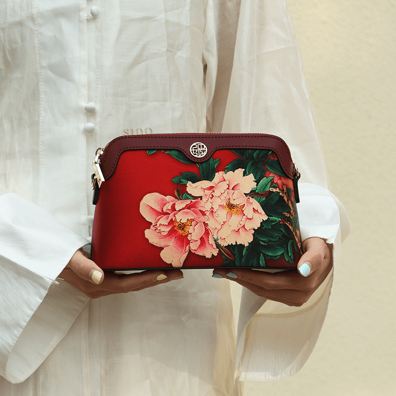 Handcrafted Mulberry Silk Clutch Purse for Women | Floral Evening Bag & Wallet - SinoCultural -- P170029-R -