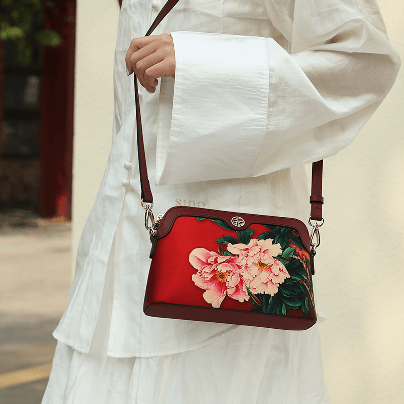 Handcrafted Mulberry Silk Clutch Purse for Women | Floral Evening Bag & Wallet - SinoCultural -- P170029-R -