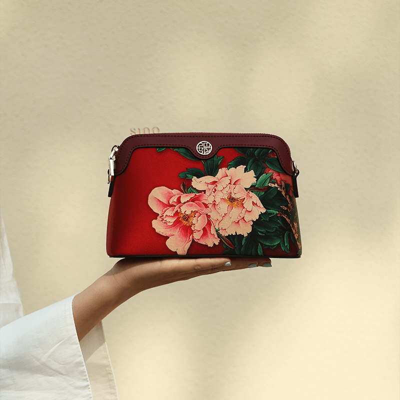 Handcrafted Mulberry Silk Clutch Purse for Women | Floral Evening Bag & Wallet - SinoCultural -- P170029-R -
