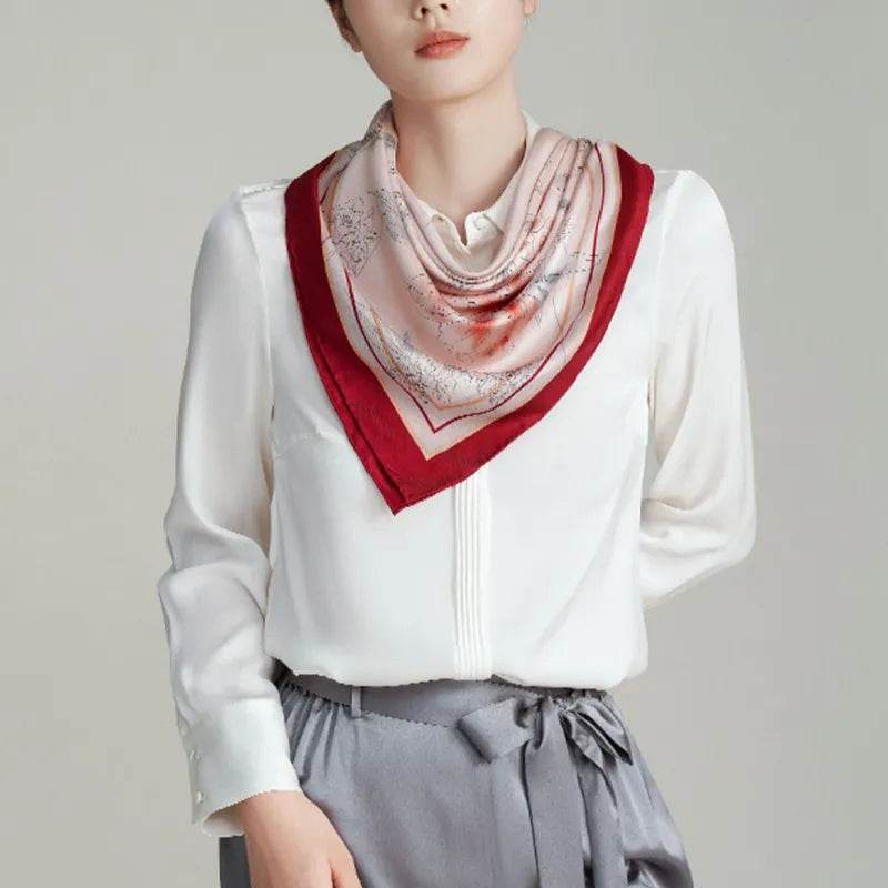 Mulberry Silk Imperial Peony Silk Square Scarf 90 x 90 Cm - SinoCultural -- SS020-2