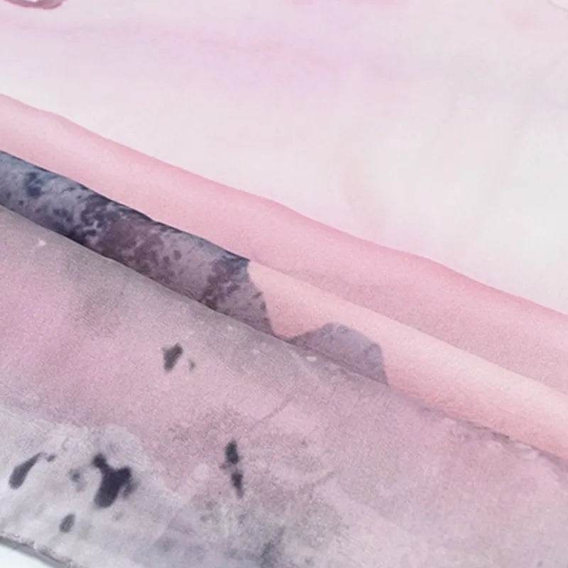 100% Mulberry Silk Ink Wash Landscape Design Long Scarf 180 x 50 Cm - SinoCultural -- LS076-1