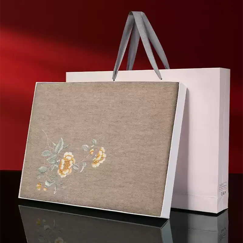 Premium gift box for Chinese rose embroidered cashmere scarf.