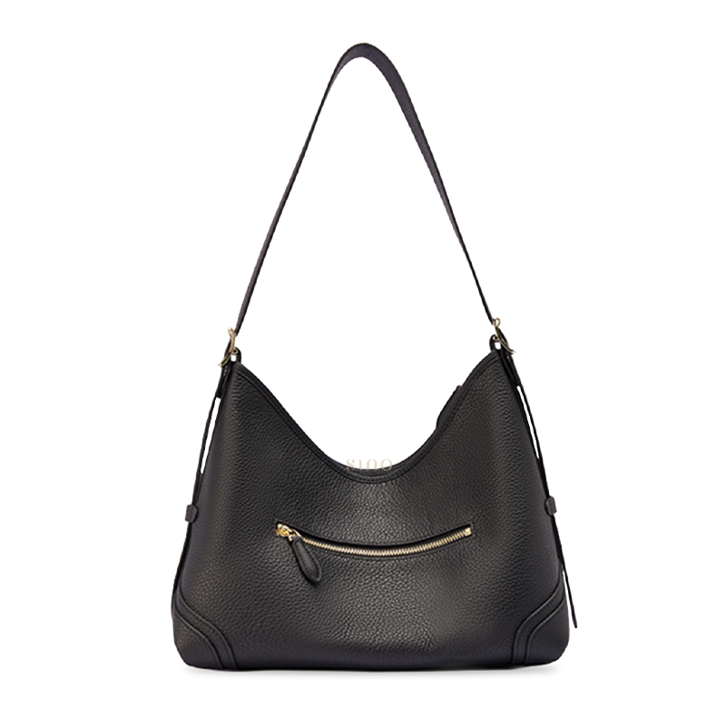 Back view of the Luxury Shu Brocade Osmanthus Butterfly Leather Crossbody Bag with black leather back panel and zipper pocket.