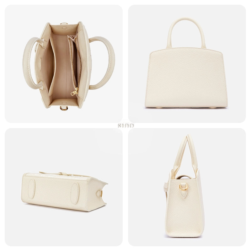 Interior, back, base, and side views of the Luxury Shuanglin Silk Orchid Butterfly Embroidered Leather Top Handle Bag.