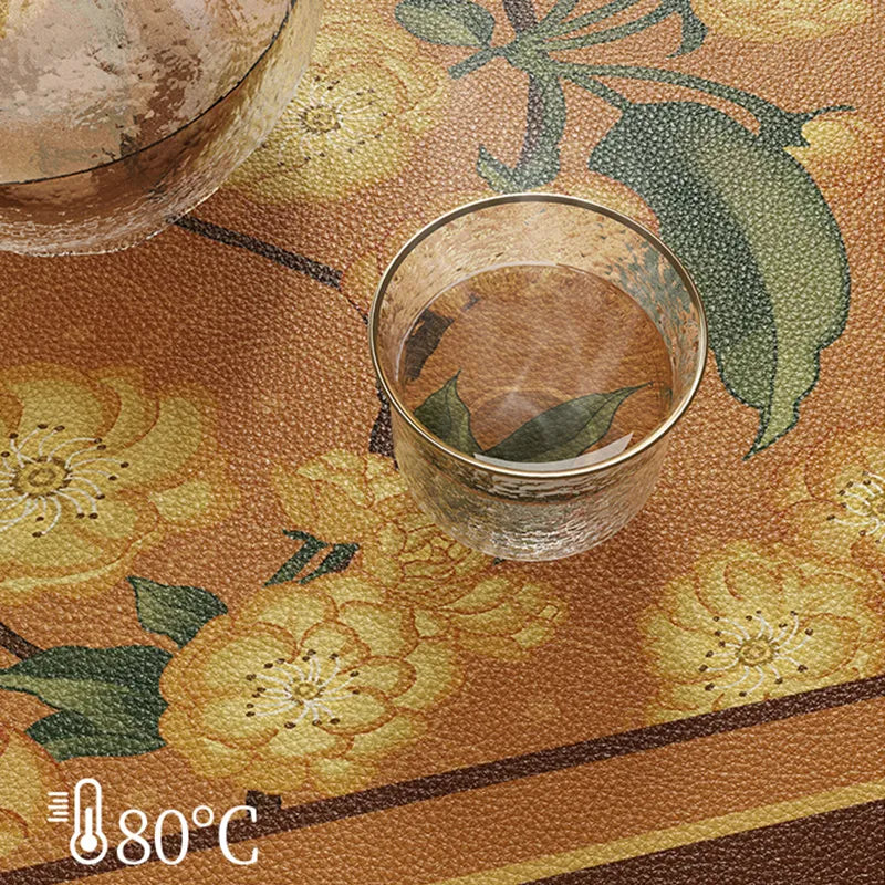 Heat-resistant table mat with 80°C hot cup.