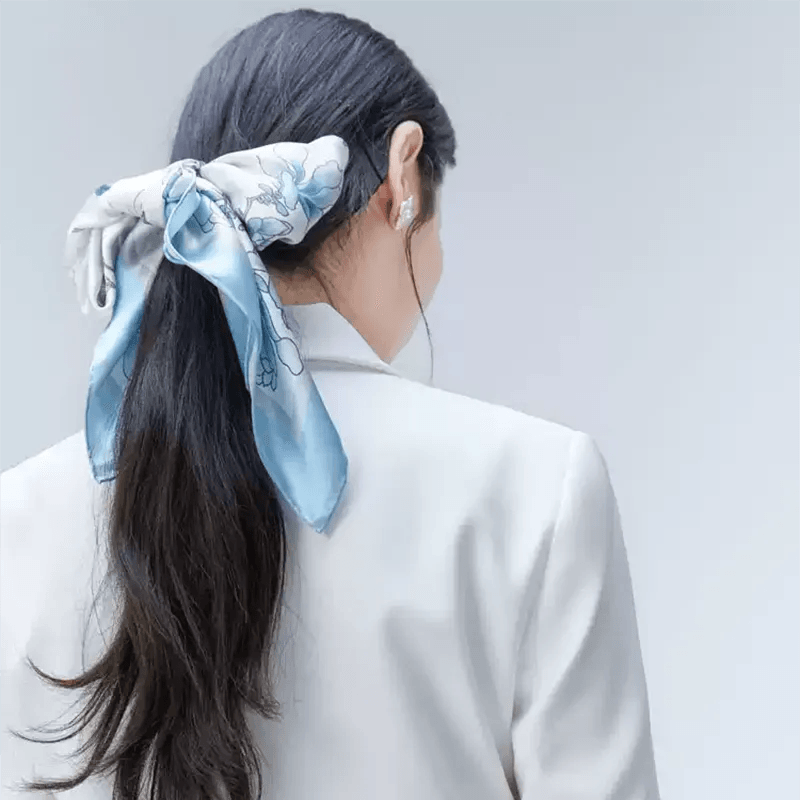 Mulberry Silk 16 Momme Square Scarf Magnolia Blossom Design 68 x 68 Cm - SinoCultural -- SS019-1