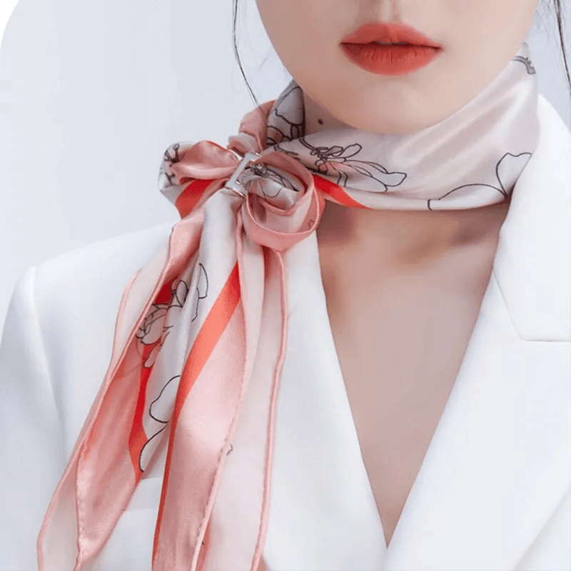Mulberry Silk 16 Momme Square Scarf Magnolia Blossom Design 68 x 68 Cm - SinoCultural -- SS019-1