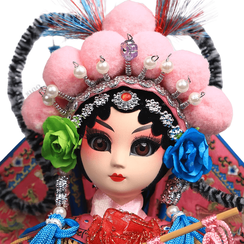 9-Inch Handmade Chinese Doll – Peking Opera Warrior Mu Guiying Collectible - SinoCultural -- XJK0901