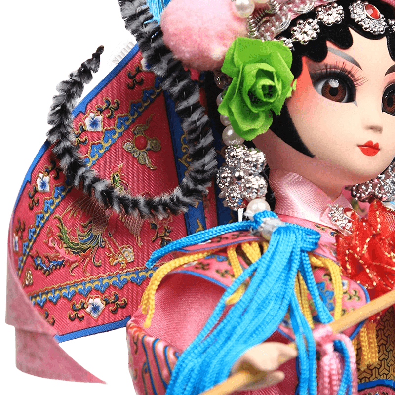 9-Inch Handmade Chinese Doll – Peking Opera Warrior Mu Guiying Collectible - SinoCultural -- XJK0901