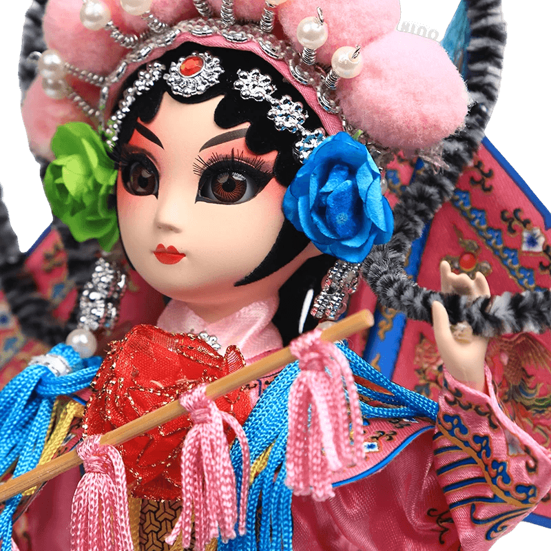 9-Inch Handmade Chinese Doll – Peking Opera Warrior Mu Guiying Collectible - SinoCultural -- XJK0901