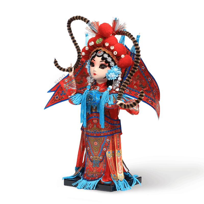 9-Inch Handmade Chinese Doll – Peking Opera Warrior Mu Guiying Collectible - SinoCultural -- XJK0901