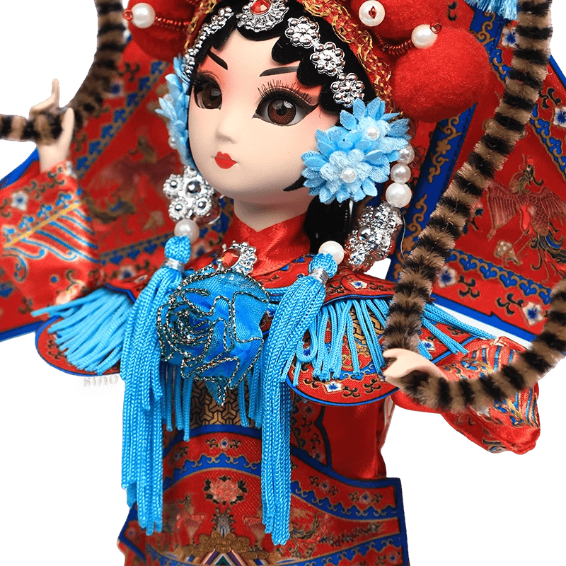 9-Inch Handmade Chinese Doll – Peking Opera Warrior Mu Guiying Collectible - SinoCultural -- XJK0901