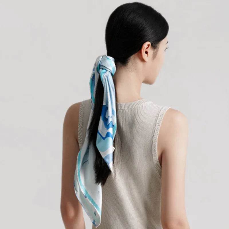 100% Mulberry Silk Luxury Square Silk Scarf Dreamy Jiangnan Design 68 x 68 Cm - SinoCultural -- SS022-2