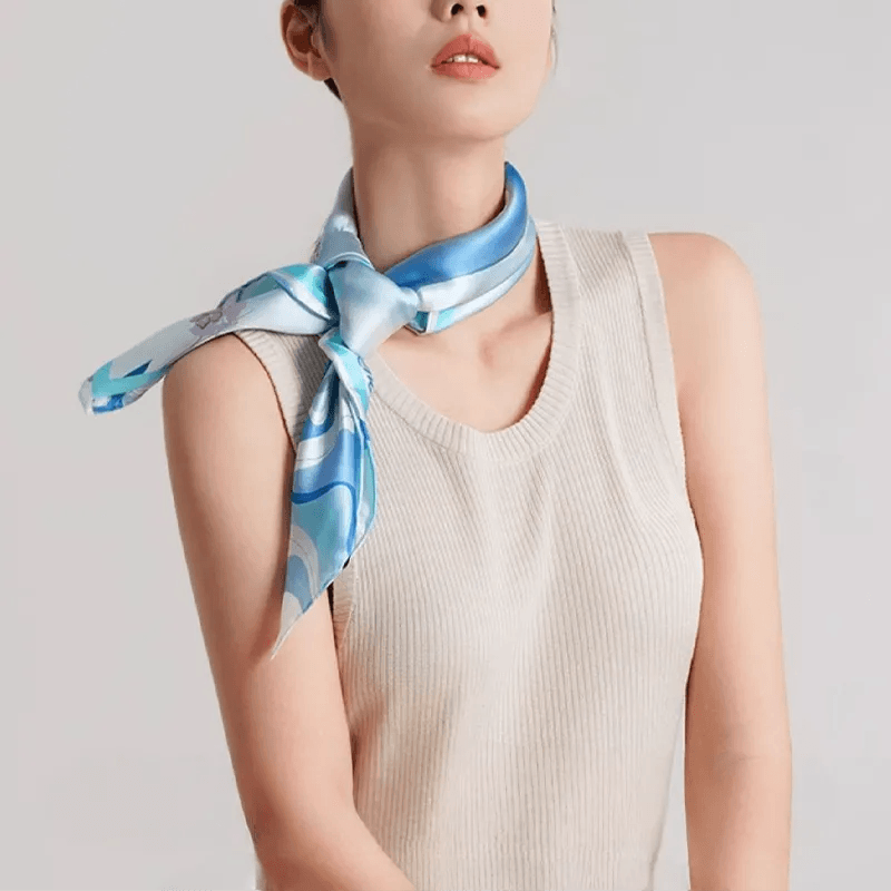 100% Mulberry Silk Luxury Square Silk Scarf Dreamy Jiangnan Design 68 x 68 Cm - SinoCultural -- SS022-2