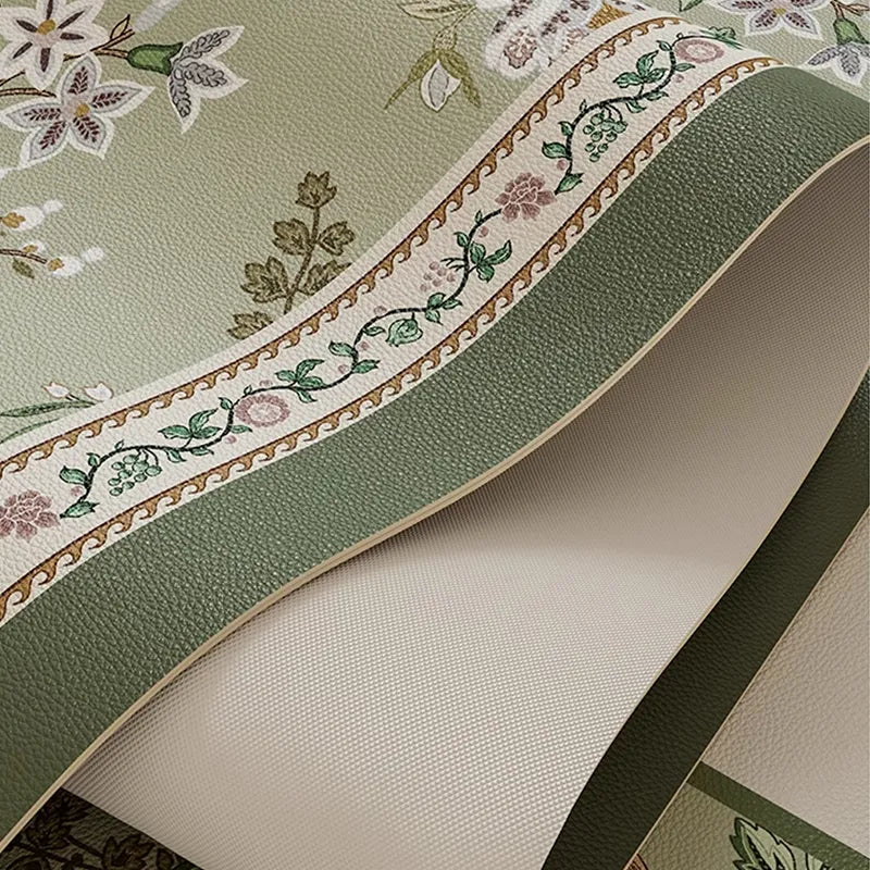 Non-slip backing texture of floral table mat.
