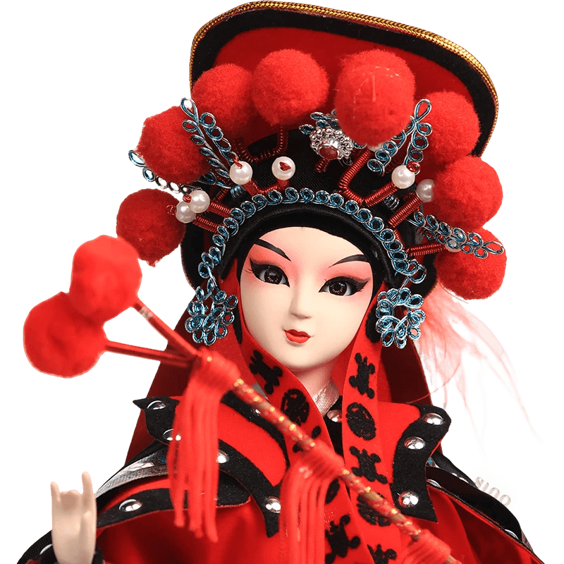 12-Inch Vintage Chinese Dolls - Handmade Peking Opera Mulan Art Collectible - SinoCultural -- T1201001 -