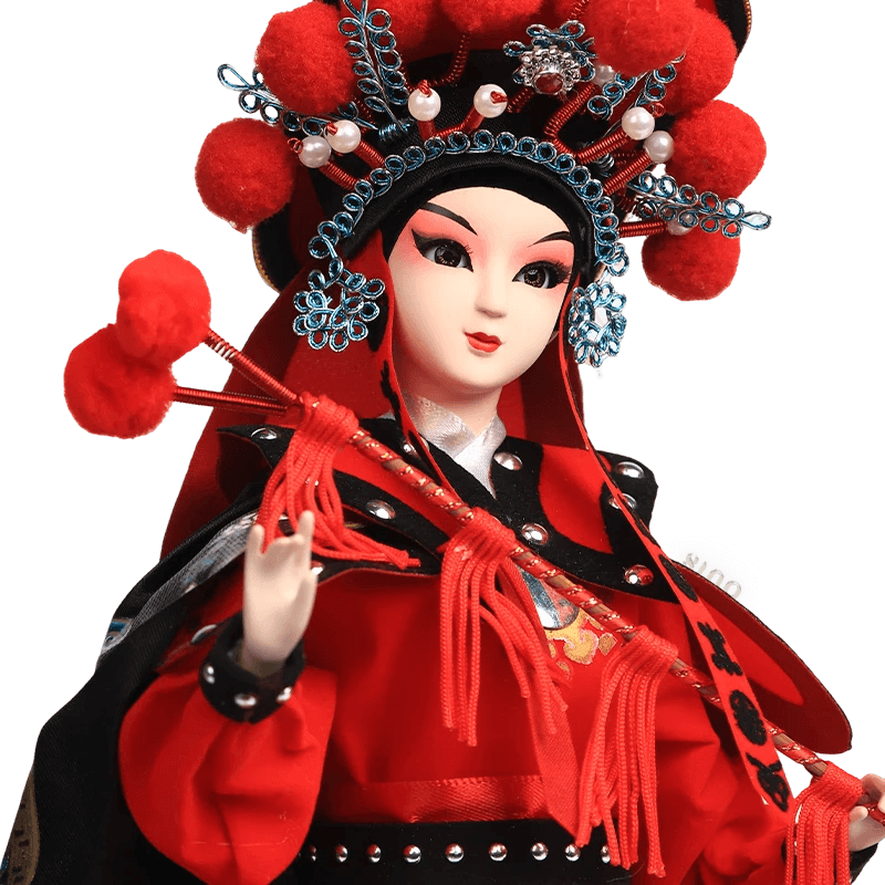 12-Inch Vintage Chinese Dolls - Handmade Peking Opera Mulan Art Collectible - SinoCultural -- T1201001 -