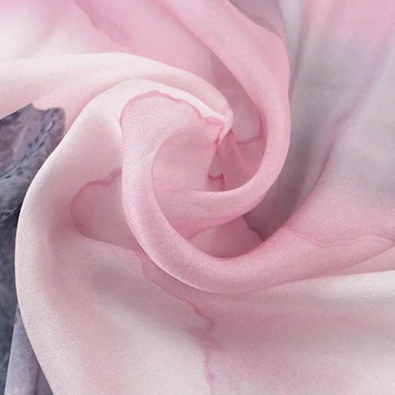 100% Mulberry Silk Ink Wash Landscape Design Long Scarf 180 x 50 Cm - SinoCultural -- LS076-1