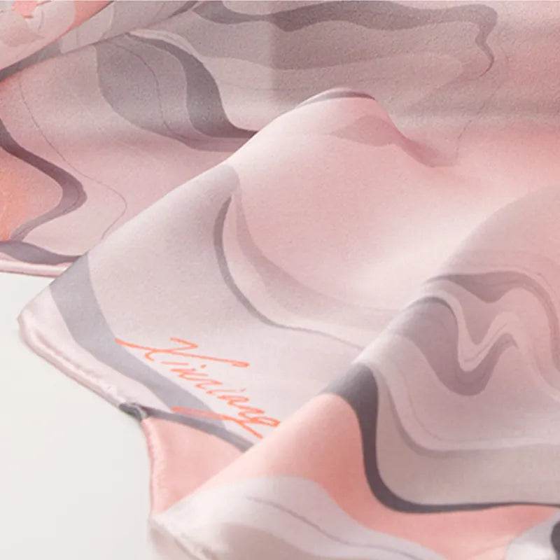 100% Mulberry Silk Luxury Square Silk Scarf Dreamy Jiangnan Design 68 x 68 Cm - SinoCultural -- SS022-2