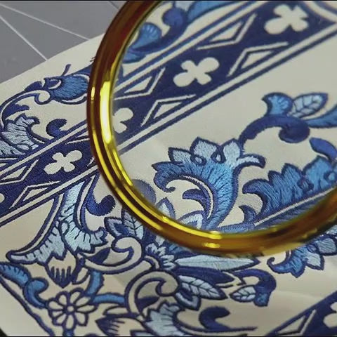 CXXB048-Embroidery Leather Chinese Style Handbag Blue and White Porcelain