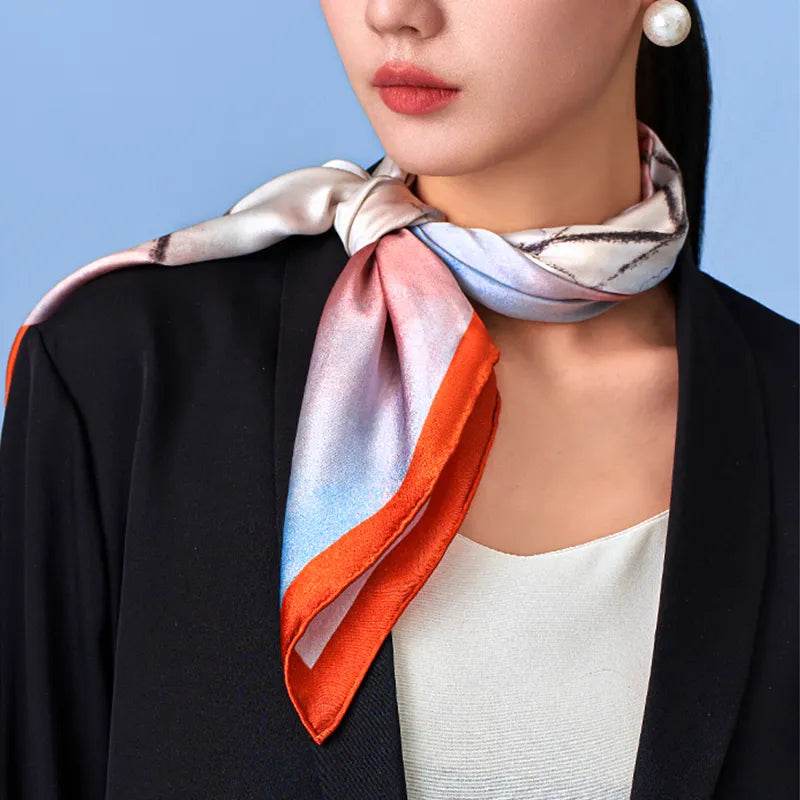 100% Mulberry Silk Watercolor Misty Lotus Square Scarf 70 x 70 Cm - SinoCultural -- SS023-1