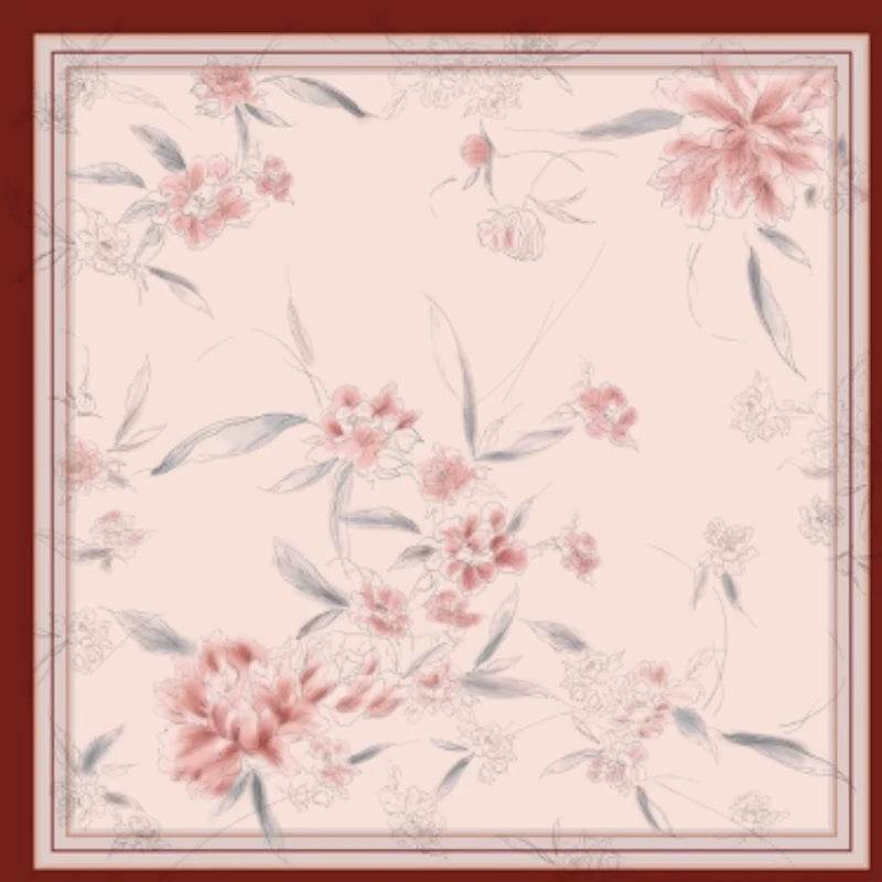 Mulberry Silk Imperial Peony Silk Square Scarf 90 x 90 Cm - SinoCultural -- SS020-2