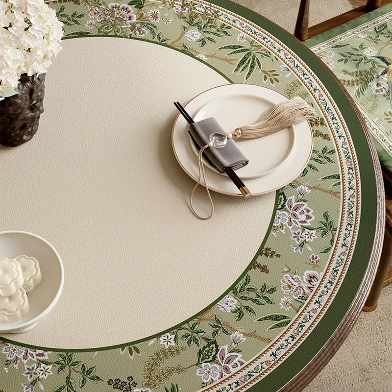 Close-up of luxury chinoiserie emerald green floral pattern.