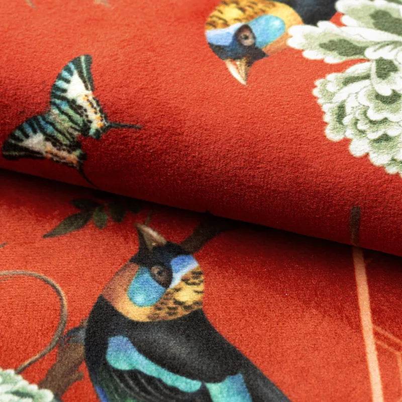Chinoiserie Royal Red Magpie & Hydrangea Sofa Slipcover - SinoCultural -- S0C002A9090