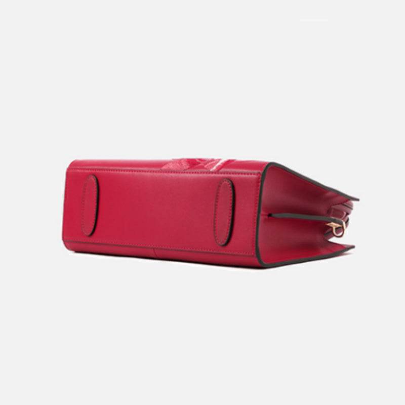 Sinocultural Embroidery Leather Red Tote Bag Magnolia Women's Handbag - SinoCultural -- P120346-1